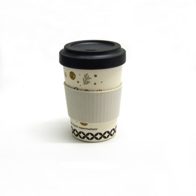 Eco-friendly reusable 14oz bamboo fiber coffee cup