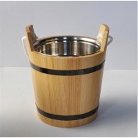 Eco-friendly Natural Wooden Ice Bucket Custom Wooden Barrel Cooler Wood Ice Bucket