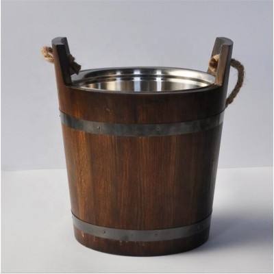 Custom Wooden Barrel Cooler Wood Ice Bucket Promotional Wooden Wine Ice Bucket